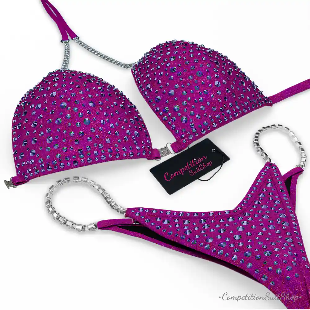 Royal Blue Scatter on Magenta Bikini Competition Suit (BM143-2)